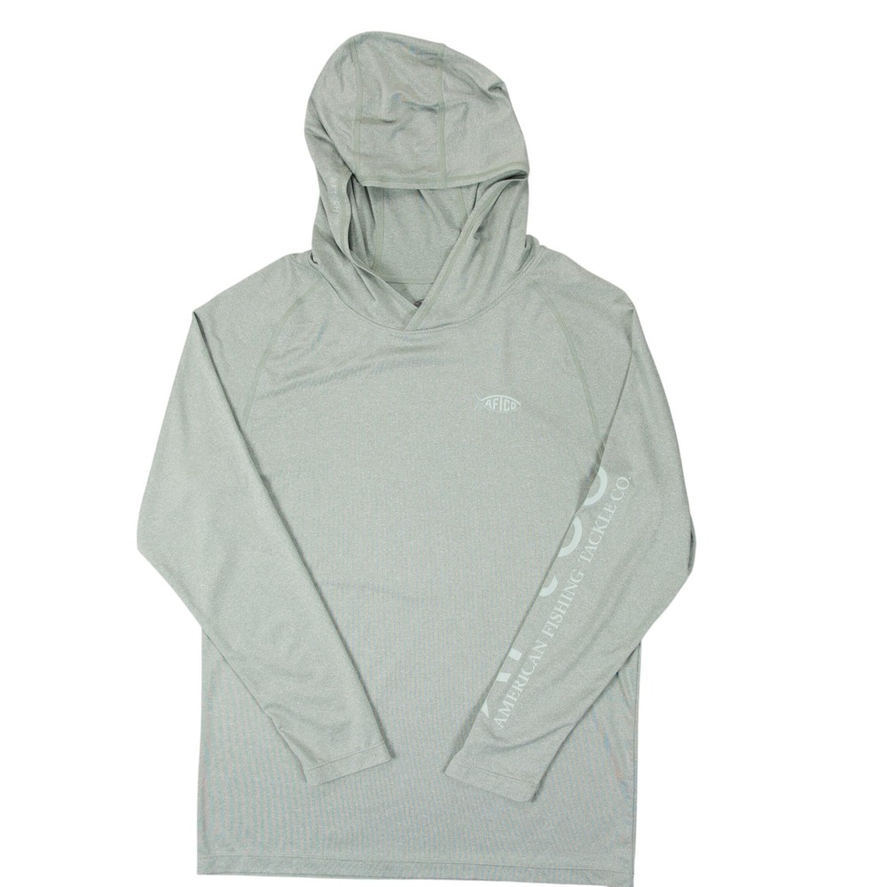 AFTCO Mens M Sage Green Heather AFTECH Sun Protection Fishing Hoodie